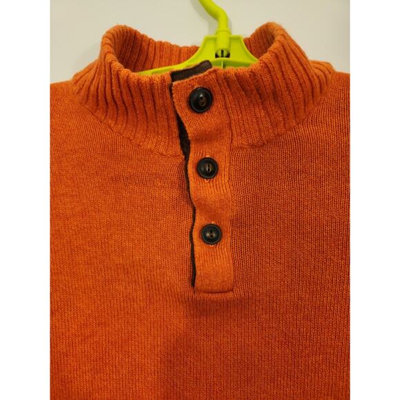 Chaps Sweater Mens 2XL Orange Elbow Pads Long Sleeve 1/4 Button Pullover Heavy - Picture 3 of 9